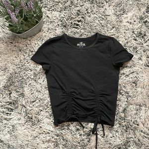 Hollister ruched black baby tee crop top size small